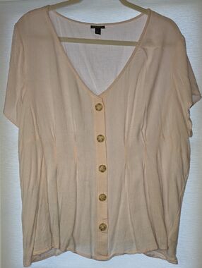 torrid Pink Button-Front V-Neck Blouse